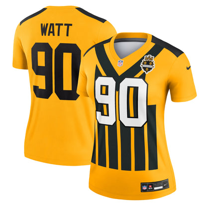 Women's Pittsburgh Steelers T.J. Watt Nike Gold Alternate 1933 Throwback Legend Player Performance Top