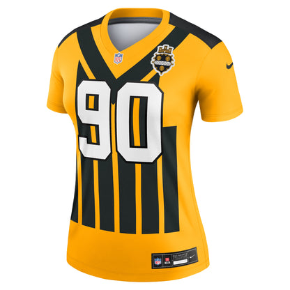 Women's Pittsburgh Steelers T.J. Watt Nike Gold Alternate 1933 Throwback Legend Player Performance Top