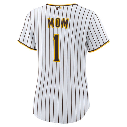 Women's San Diego Padres Nike White #1 Mom Home Replica Jersey