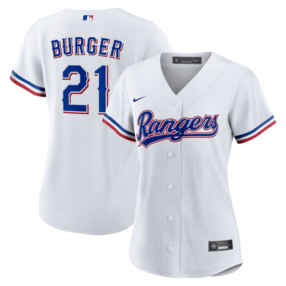 Women's Texas Rangers Jake Burger Nike White Home Replica Jersey