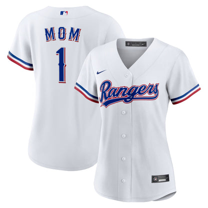 Women's Texas Rangers Nike White #1 Mom Home Replica Jersey