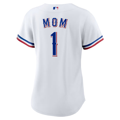 Women's Texas Rangers Nike White #1 Mom Home Replica Jersey