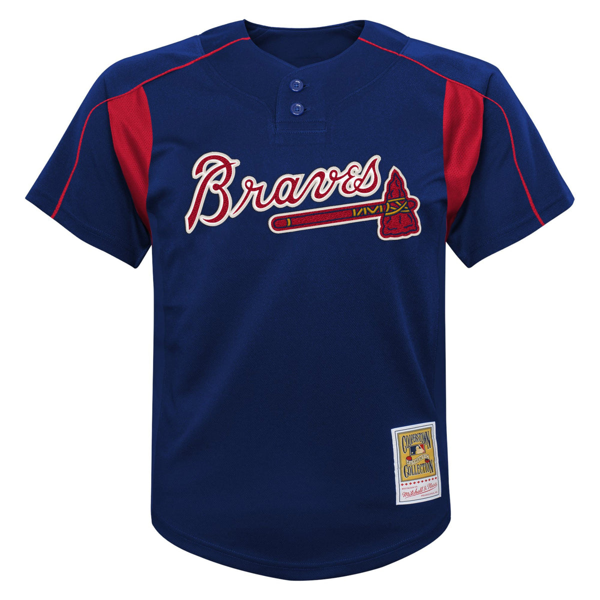 Youth Atlanta Braves Chipper Jones Mitchell & Ness Navy Cooperstown Collection Mesh Batting Practice Jersey