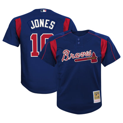 Youth Atlanta Braves Chipper Jones Mitchell & Ness Navy Cooperstown Collection Mesh Batting Practice Jersey