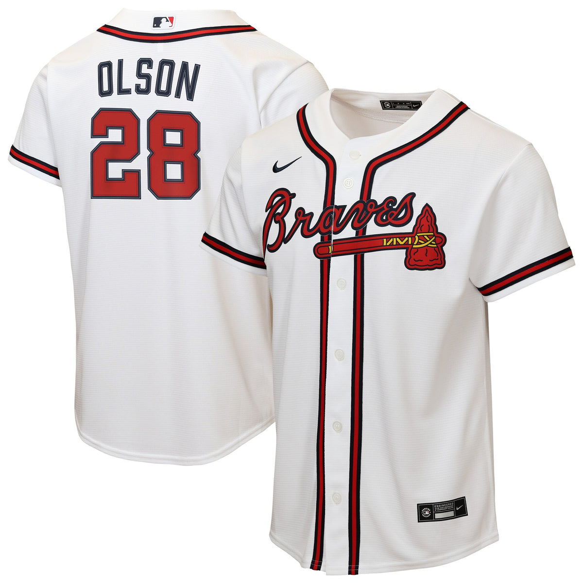 Youth Atlanta Braves Matt Olson Nike White Home Replica Jersey