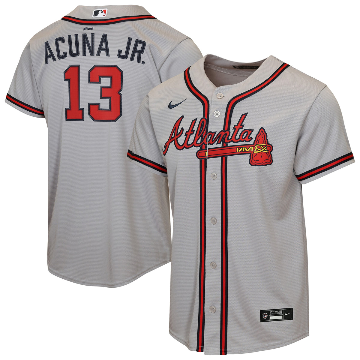 Youth Atlanta Braves Ronald Acuí±a Jr. Nike Gray Road Replica Jersey
