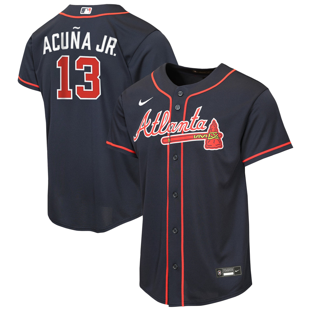 Youth Atlanta Braves Ronald Acuí±a Jr. Nike Navy Alternate Replica Jersey