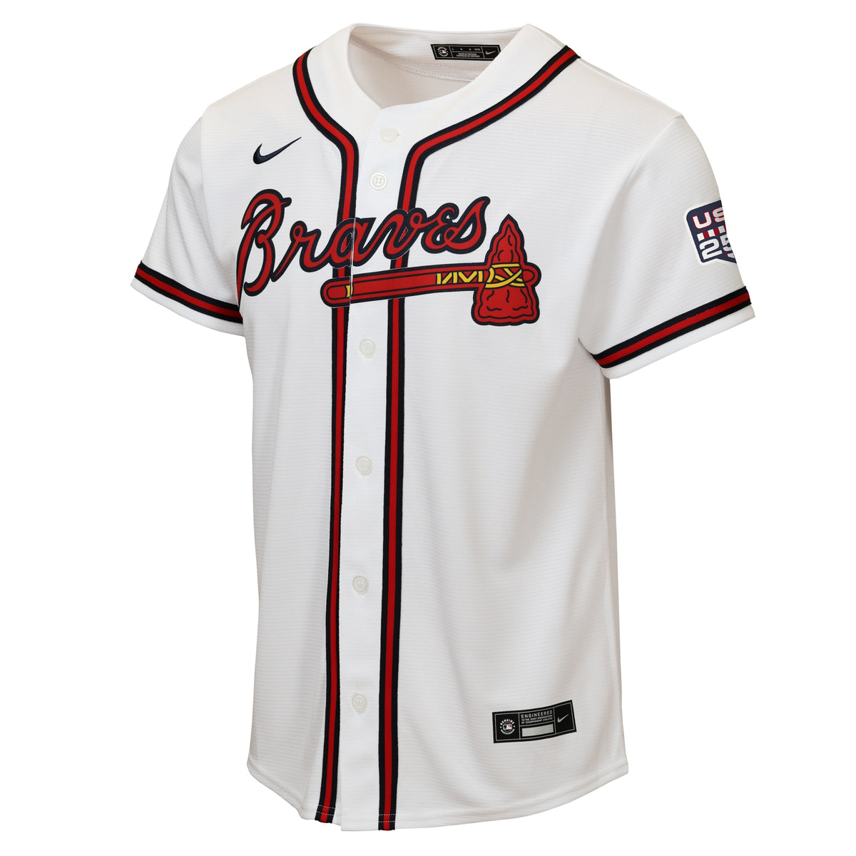Youth Atlanta Braves Ronald Acuí±a Jr. Nike White USA 250 Fourth of July Home Replica Jersey