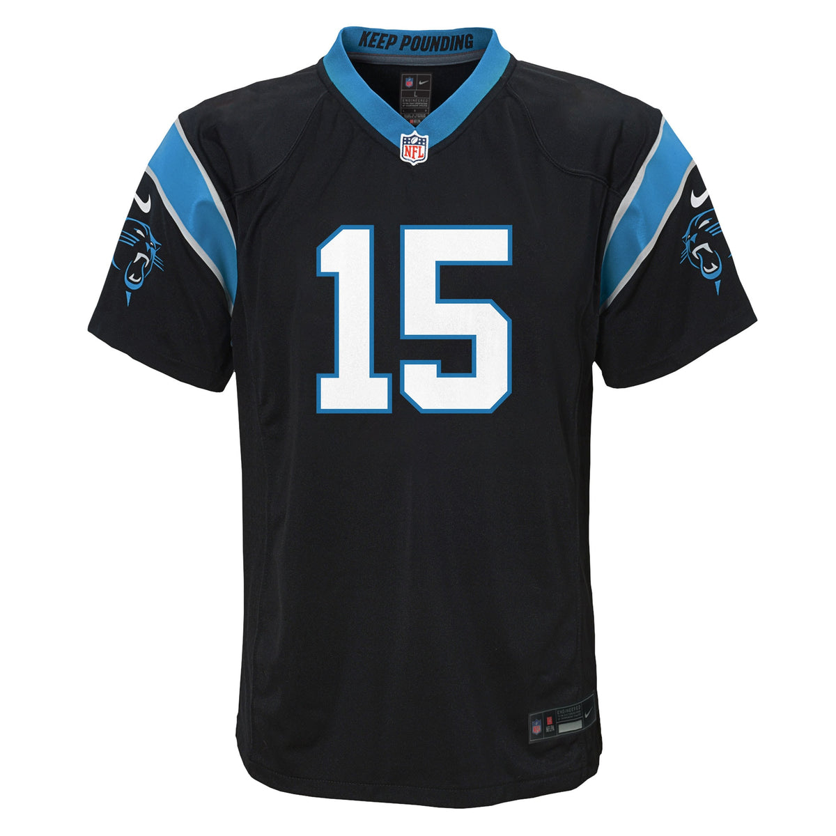 Youth Carolina Panthers Jimmy Horn Jr. Nike Black Team Game Jersey