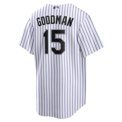 Youth Colorado Rockies Hunter Goodman Nike White Home Replica Jersey