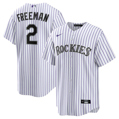 Youth Colorado Rockies Tyler Freeman Nike White Home Replica Jersey