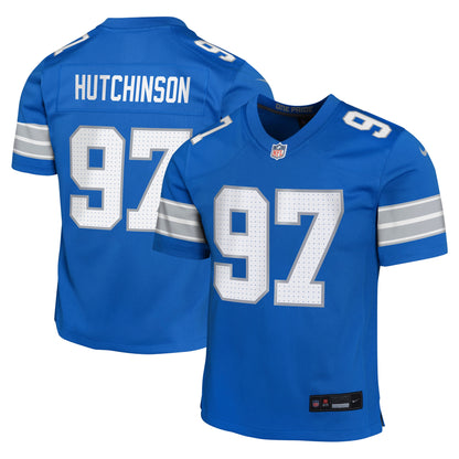 Youth Detroit Lions Aidan Hutchinson Nike Blue Game Jersey