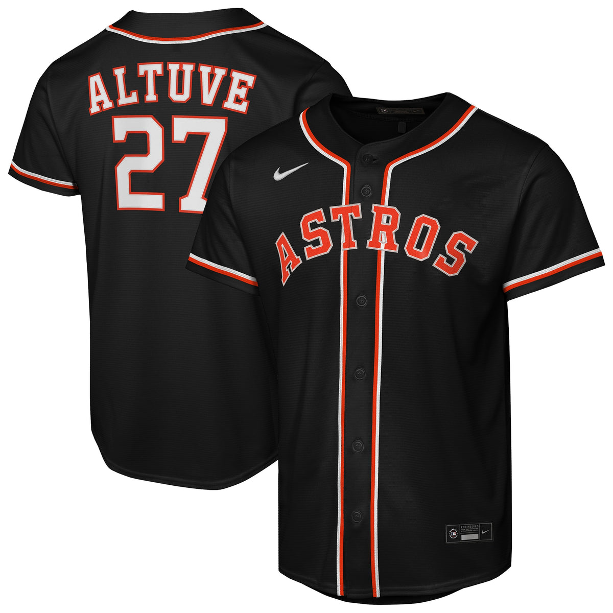 Youth Houston Astros Jose Altuve Nike Black Fashion Replica Player Jersey