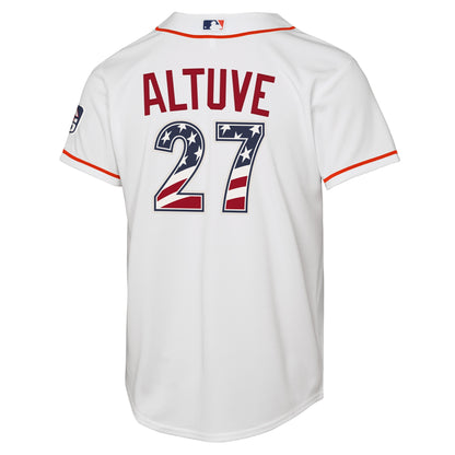 Youth Houston Astros Jose Altuve Nike White USA 250 Fourth of July Home Replica Jersey