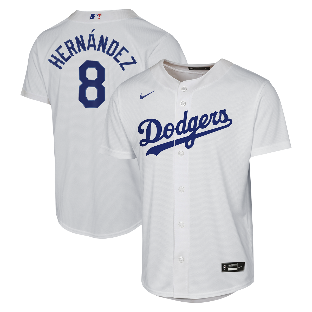 Youth Los Angeles Dodgers Enrique Herní¡ndez Nike White Home Baseline Jersey