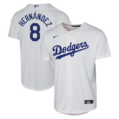 Youth Los Angeles Dodgers Enrique Herní¡ndez Nike White Home Baseline Jersey