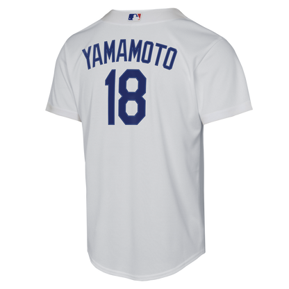 Youth Los Angeles Dodgers Yoshinobu Yamamoto Nike White Home Baseline Jersey