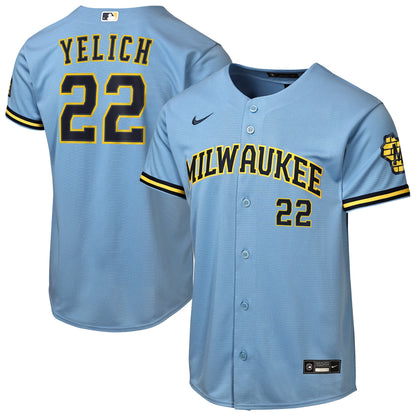 Youth Milwaukee Brewers Christian Yelich Nike Powder Blue Road Stadium Jersey