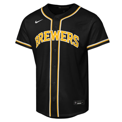 Youth Milwaukee Brewers Jackson Chourio Nike Black Fashion Replica Player Jersey