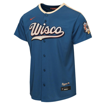 Youth Milwaukee Brewers Nike Mineral Blue 2026 City Connect Stadium Jersey