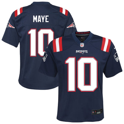 Youth New England Patriots Drake Maye Nike Navy Game Jersey