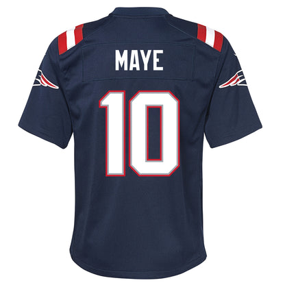 Youth New England Patriots Drake Maye Nike Navy Game Jersey