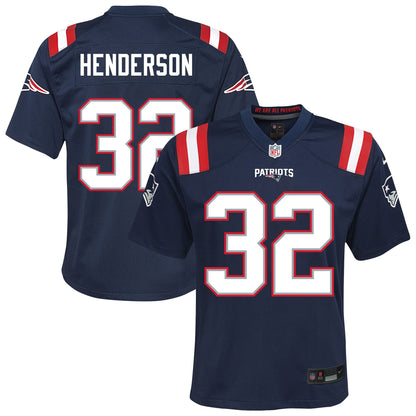 Youth New England Patriots TreVeyon Henderson Nike Navy Team Game Jersey