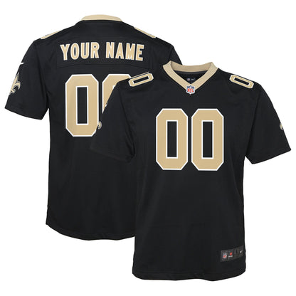 Youth New Orleans Saints Nike Black Custom Game Jersey