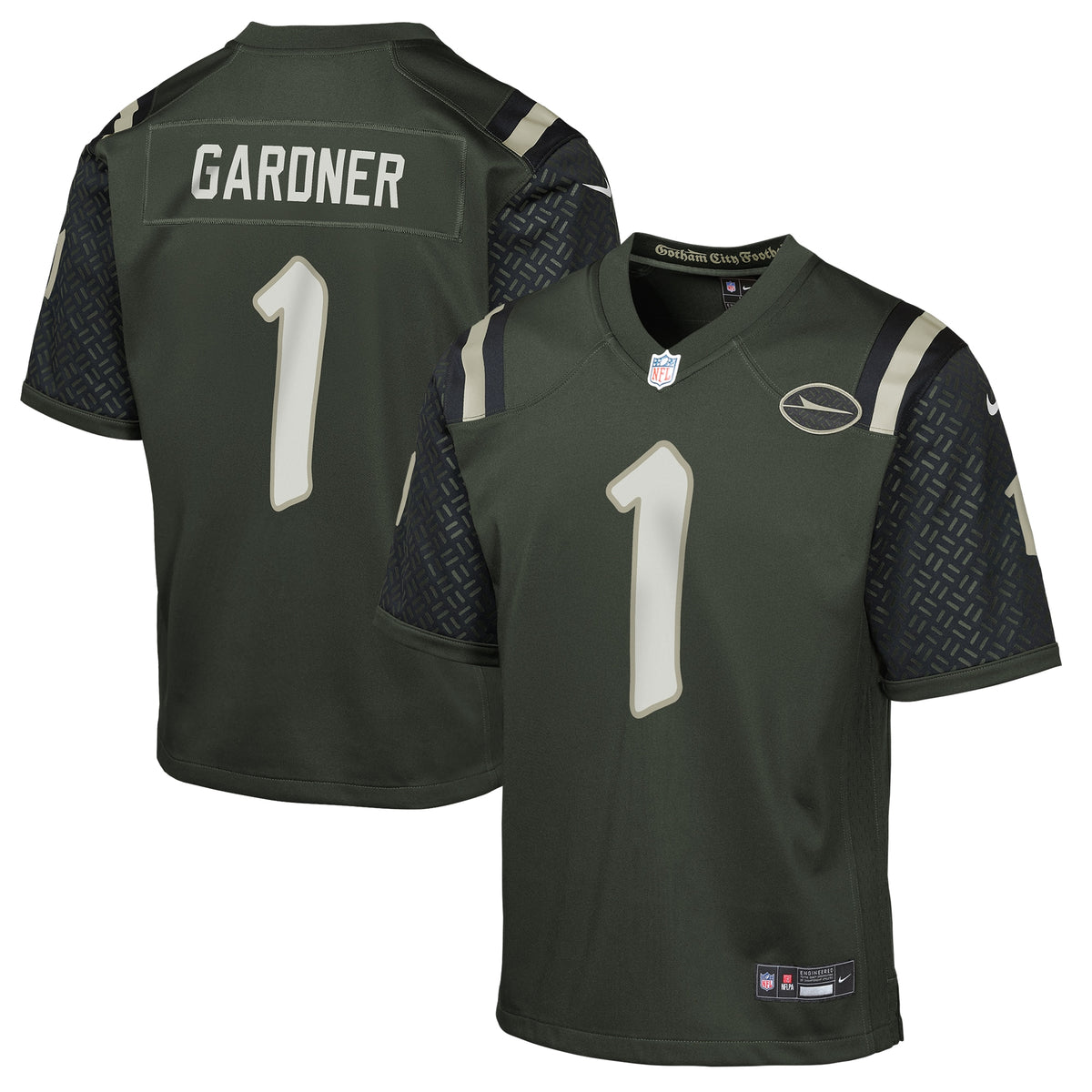 Youth New York Jets Ahmad Sauce Gardner Nike Gotham Green 2025 Rivalries Collection Game Jersey