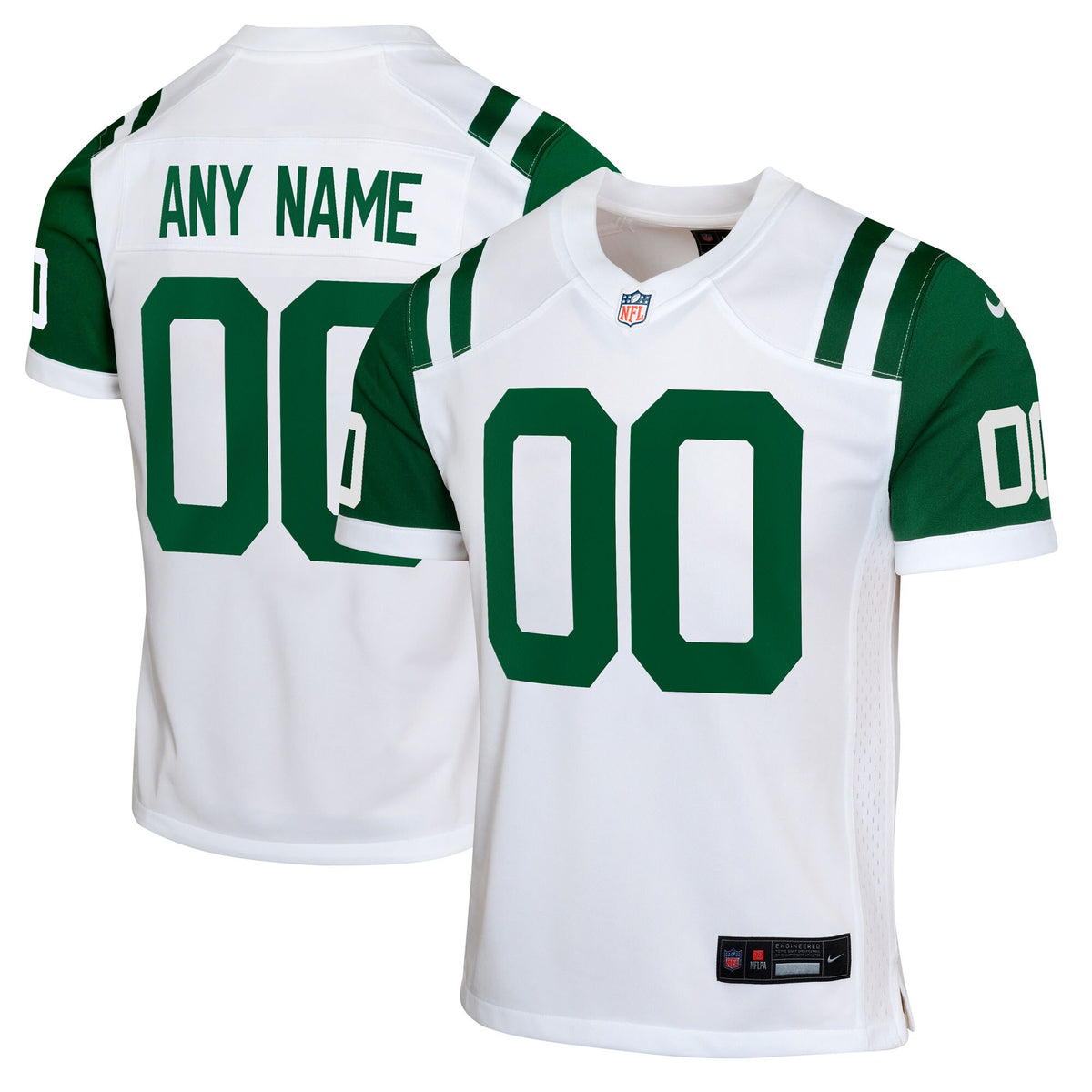 Youth New York Jets Nike White Classic Alternate Custom Replica Jersey