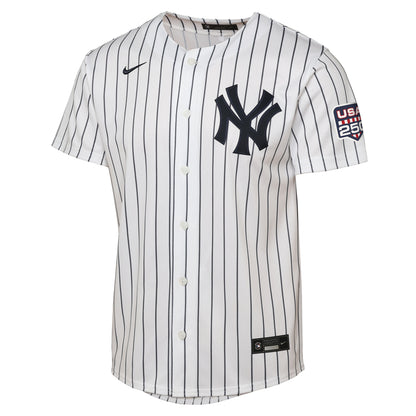 Youth New York Yankees Aaron Judge Nike White USA 250 Fourth of July Home Replica Jersey