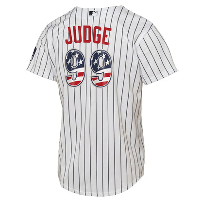 Youth New York Yankees Aaron Judge Nike White USA 250 Fourth of July Home Replica Jersey
