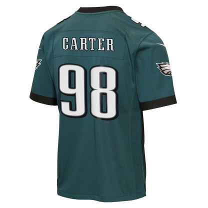 Youth Philadelphia Eagles Jalen Carter Nike Midnight Green Team Game Jersey