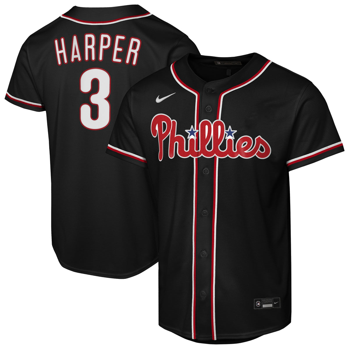 Youth Philadelphia Phillies Bryce Harper Nike Black Fashion Replica Player Jersey