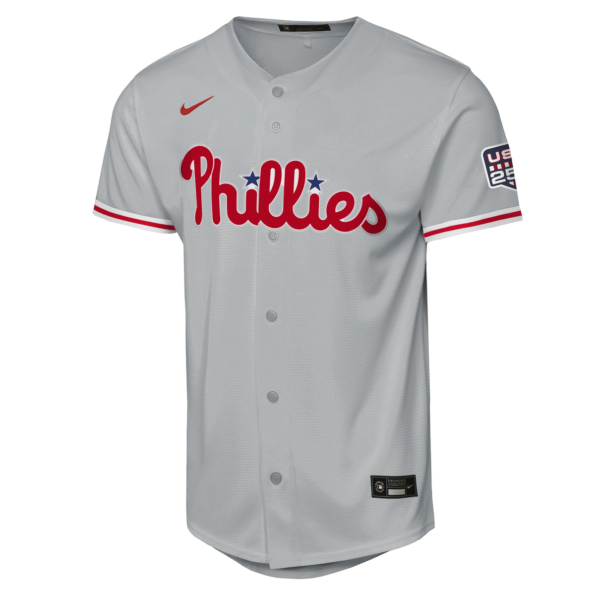 Youth Philadelphia Phillies Bryce Harper Nike Gray USA 250 Fourth of July Road Replica Jersey