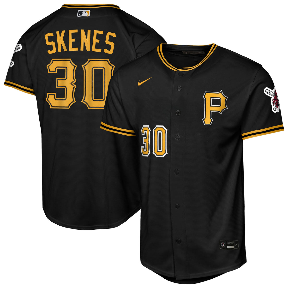 Youth Pittsburgh Pirates Paul Skenes Nike Black Alternate Stadium Jersey