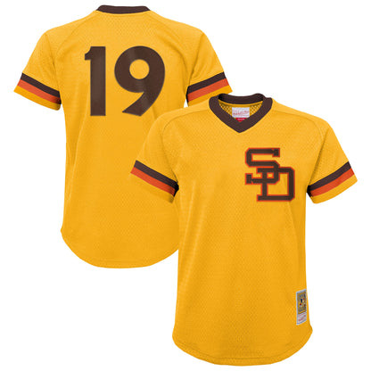 Youth San Diego Padres Tony Gwynn Mitchell & Ness Gold Cooperstown Collection Mesh Batting Practice Jersey