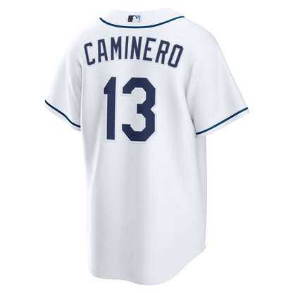 Youth Tampa Bay Rays Junior Caminero Nike White Home Replica Jersey