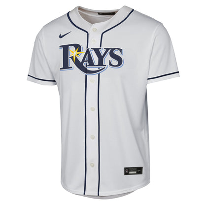 Youth Tampa Bay Rays Junior Caminero Nike White Home Replica Player Jersey