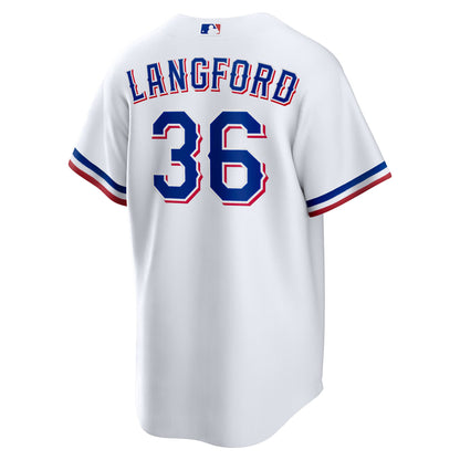 Youth Texas Rangers Wyatt Langford Nike White Home Replica Jersey