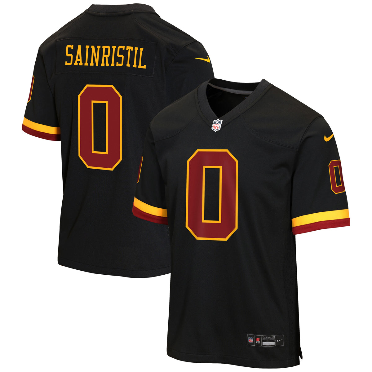 Youth Washington Commanders Mike Sainristil Nike Black Hail Raiser Alternate Game Jersey