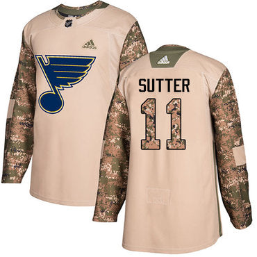 Adidas Blues 11 Brian Sutter Camo Authentic 2017 Veterans Day Stitched Nhl Jersey