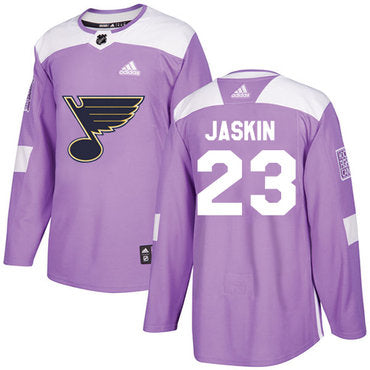 Adidas Blues 23 Dmitrij Jaskin Purple Authentic Fights Cancer Stitched Nhl Jersey