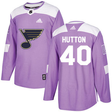 Adidas Blues 40 Carter Hutton Purple Authentic Fights Cancer Stitched Nhl Jersey