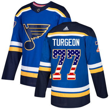 Adidas Blues 77 Pierre Turgeon Blue Home Authentic Usa Flag Stitched Nhl Jersey
