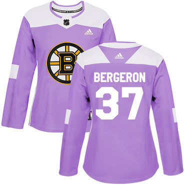 Adidas Boston Bruins 37 Patrice Bergeron Purple Authentic Fights Cancer Womens Stitched Nhl Jersey