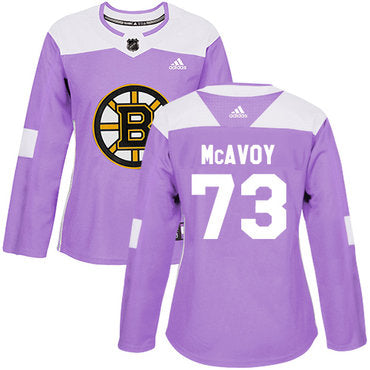 Adidas Boston Bruins 73 Charlie Mcavoy Purple Authentic Fights Cancer Womens Stitched Nhl Jersey