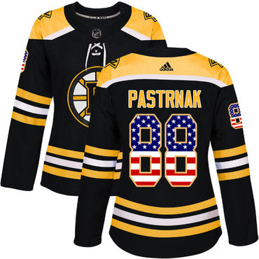 Adidas Boston Bruins 88 David Pastrnak Black Home Authentic Usa Flag Womens Stitched Nhl Jersey