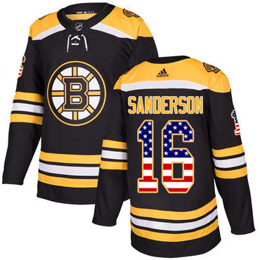 Adidas Bruins 16 Derek Sanderson Black Home Authentic Usa Flag Stitched Nhl Jersey