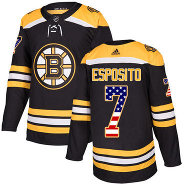Adidas Bruins 7 Phil Esposito Black Home Authentic Usa Flag Stitched Nhl Jersey